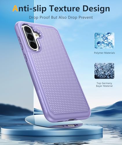 Image of FNTCASE for Galaxy A36-5G Phone Case - A56-5G Military Grade Drop Protection, 14ft Drop Tested, Screen Protector Included, Anti-Slip Matte Textured, TPU+PC Dual Layer Shockproof Cover (Light Purple)