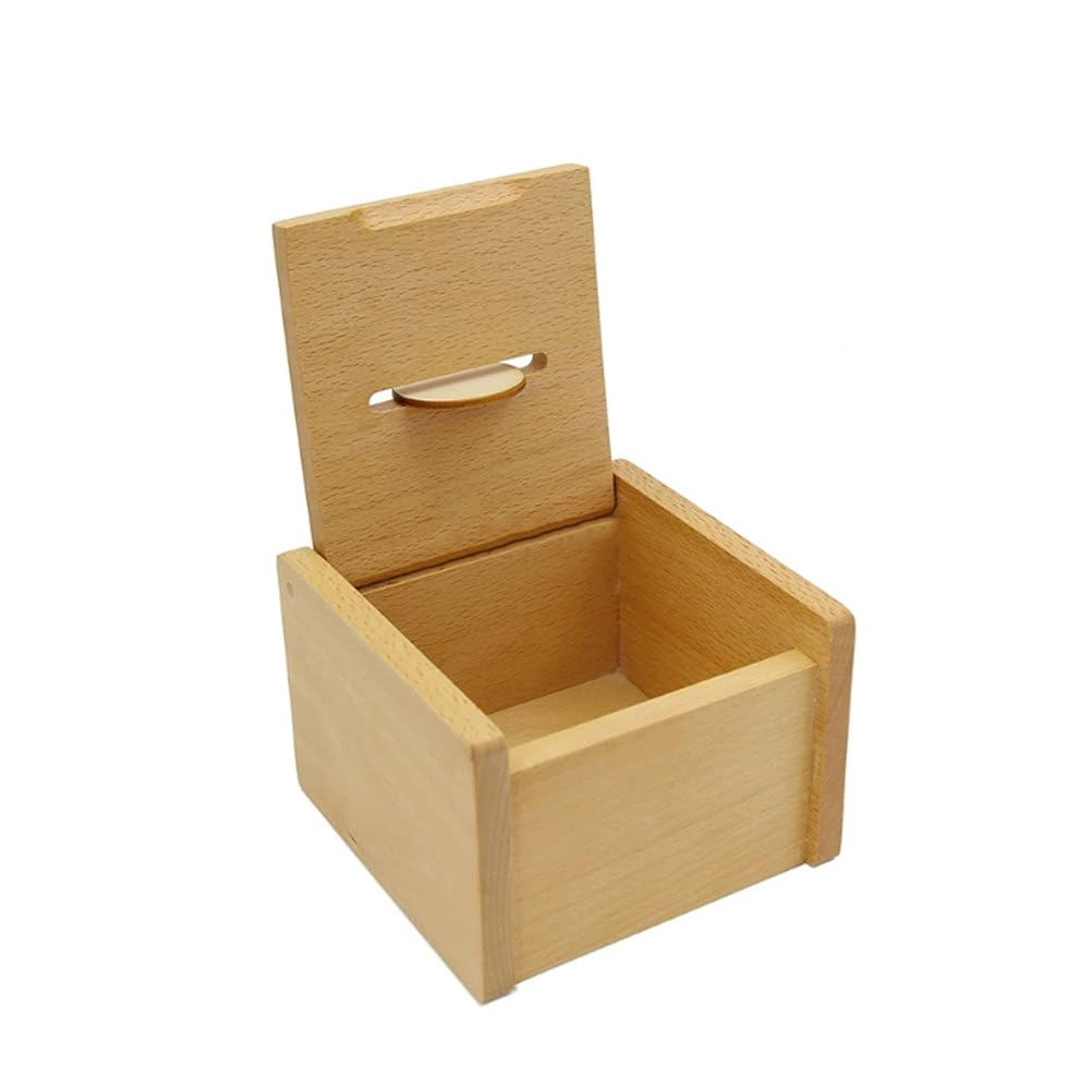 Montessori-Münzfallbox mit Holzscheiben, Spielzeug zur Förderung der Feinmotorik und Hand-Auge-Koordination für Kleinkinder 15-16 Monate