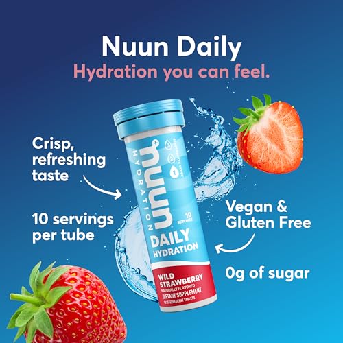 Image of Nuun Daily Electrolyte Tablets with Magnesium, Calcium, Potassium, Chloride & Sodium, Gluten Free, Sugar Free, & Vegan, Mixed Berry Flavor, 4 Pack (40 Servings Total)
