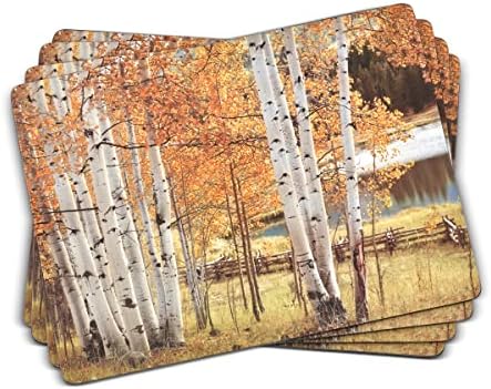 Pimpernel Coastal Signs Collection Placemats, Set Of 4 – (15.7" X 11.7") Rectangular Cork-Backed Table Mats With Nautical Seashore Artwork, Heat & Stain Resistant, Decorative Dining Table & Kitchen