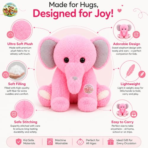 Image of Chi-Chimpu Toyss Pink Sitting Elephant Soft Toy 25cm for Kids & Baby