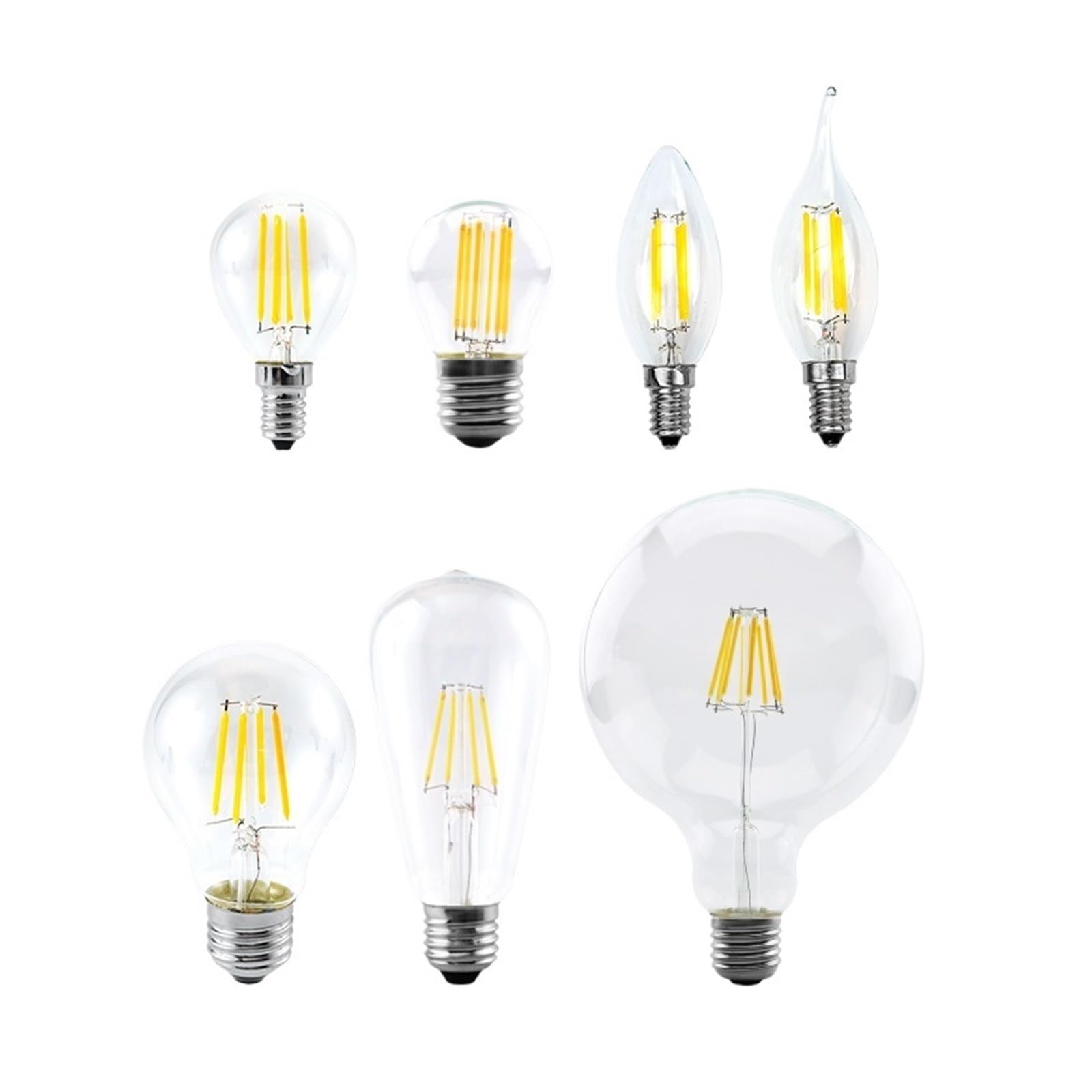 JrEam E14 E27 LED Glühbirne 220V Glas Vintage Filament Licht 2W 4W 6W 8W Retro Beleuchtung Lampe(Warm White,G125 E27_4W 220V)