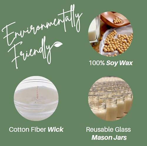 Nika's Home Oakmoss & Amber Soy Candle 12Oz Mason Jar Non-Toxic White Soy Handmade, Long Burning 50-60 Hours Highly Scented All Natural, Clean Burning Candle Gift Décor #TOP4
