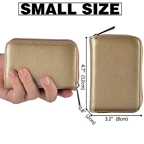 Easyoulife Genuine Leather Credit Card Holder Zipper Wallet with 26 Card