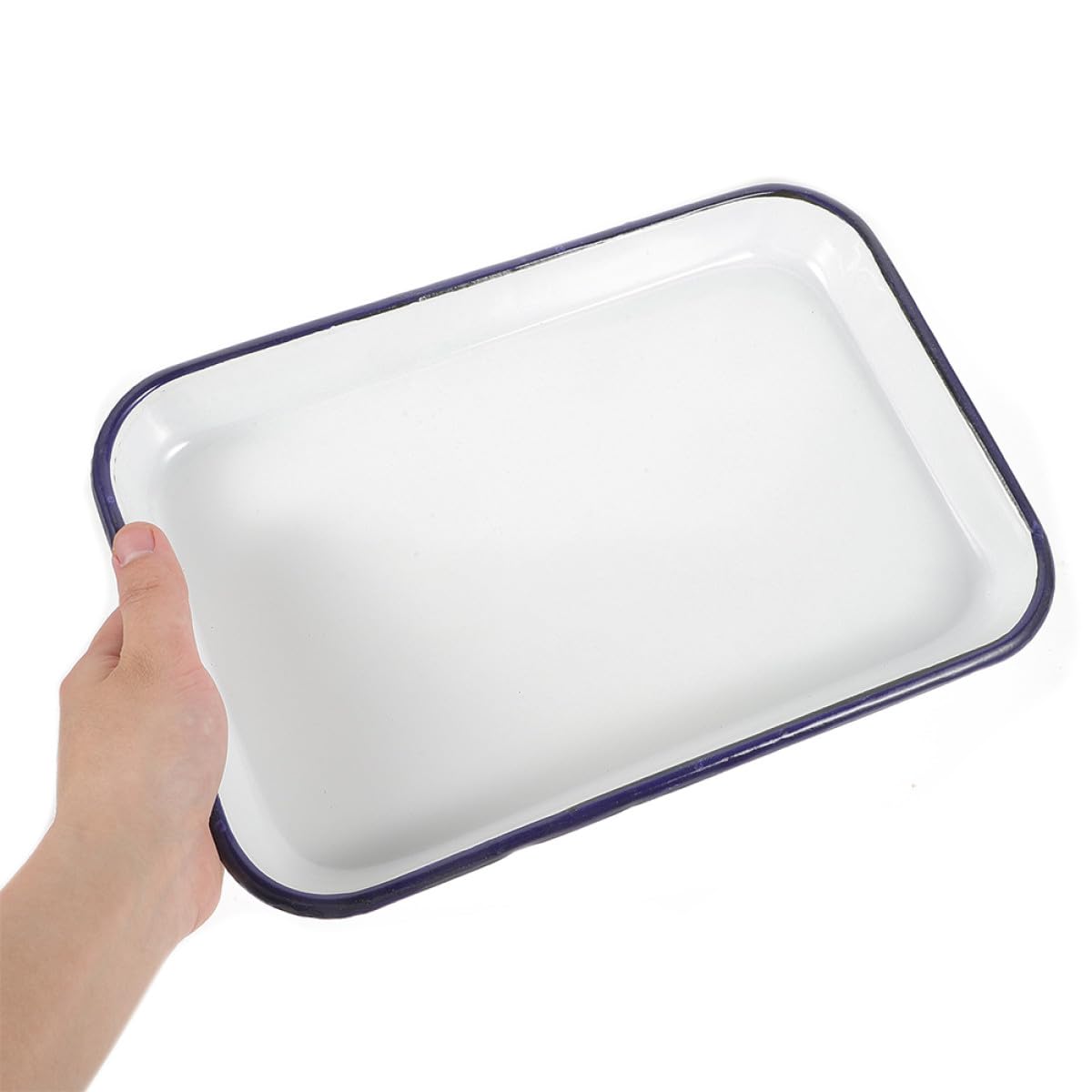 Cabilock 2 Bandejas Rectangulares Esmaltadas Multifuncionales Fáciles de Limpiar para Hornear Resistentes para Cocina y Repostería, Aptas para Horno y Uso Diario
