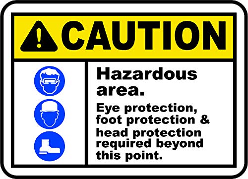 INDIGOS UG - Pegatinas - Seguridad - Advertencia - Hazardous Area PPE Required Sign 355mmx254mm - Decal for Office - Oficina - Empresa - Escuela