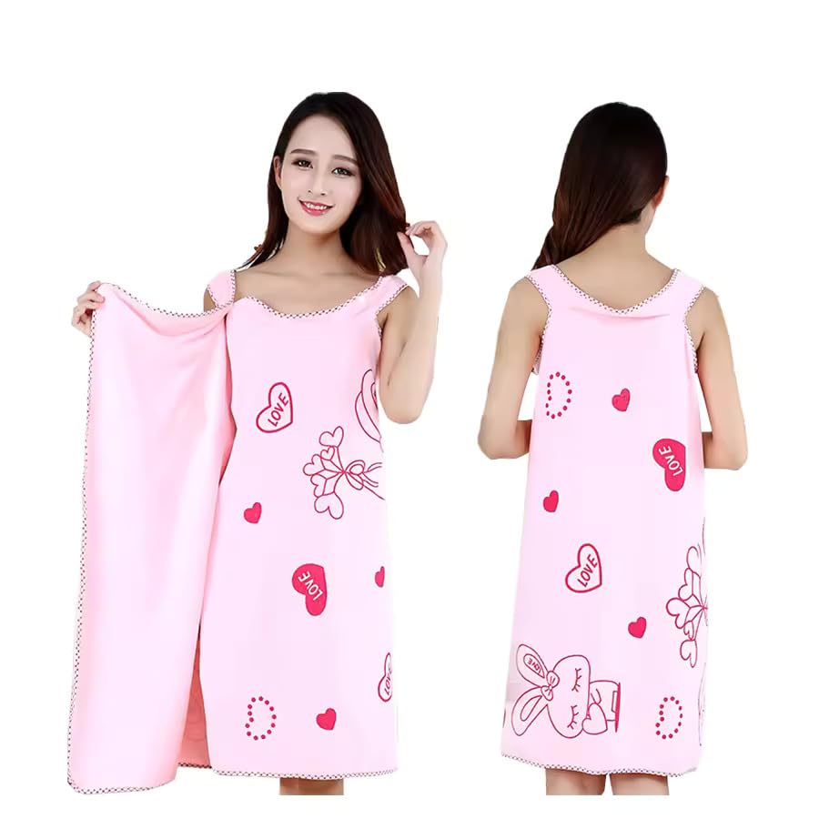 Image of HSR Collection Wearable Bathrobe for Girls & Women, Bath Robe Towel for Women, Quick Dry Dress Towel for Ladies - (80 x 130 cm, 1 Piece) (Peach)