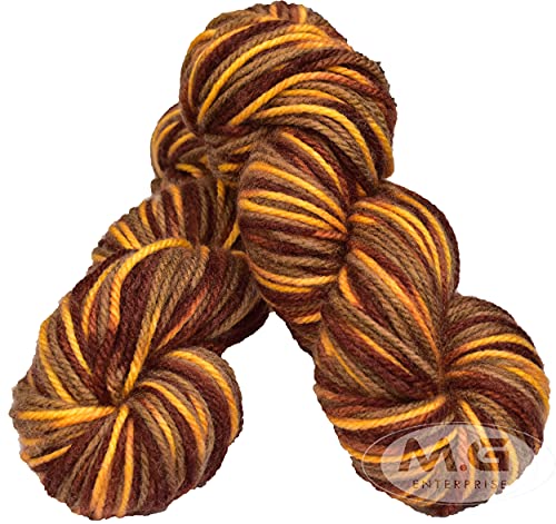 Image of M.G ENTERPRISE Os wal Knitting Yarn Thick Chunky Wool, Varsha Deep Mustard Mix 300 gm Best Used with Knitting Needles, Crochet Needles Wool Yarn for Knitting. by M.G ENTERPRISE Os walM