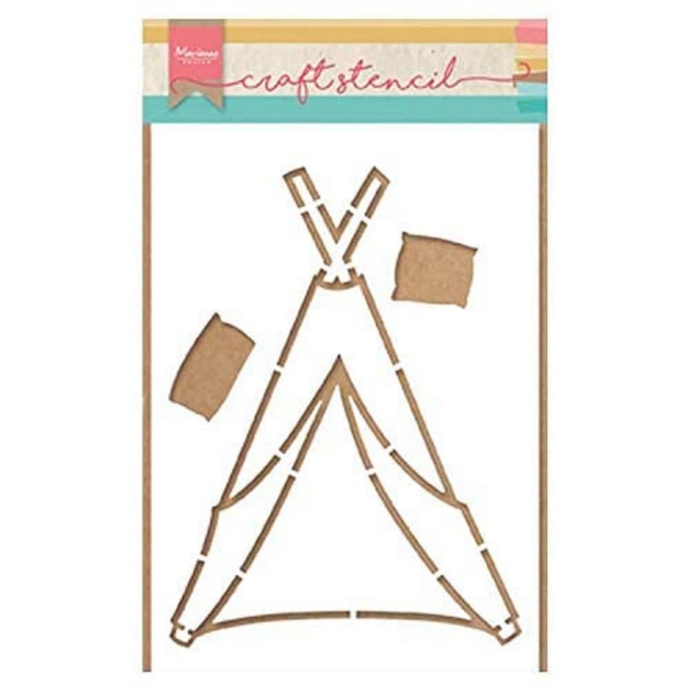 Marianne Design Craft Stencil,Tipi by Marleen, for Scrapbooking, Cardmaking and Other Papercrafts, Blanc