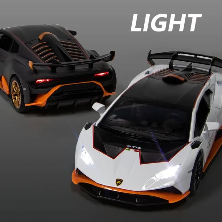 Image of Alokik Enterprise Compatible for 1:24 Lambarghini Huracan Toy Car Model, Diecast Collectible Pull Back Model Car with Sound and Light, Toy Gift Vehicles for Adults Kids Boys Girls【Color As Per Stock】