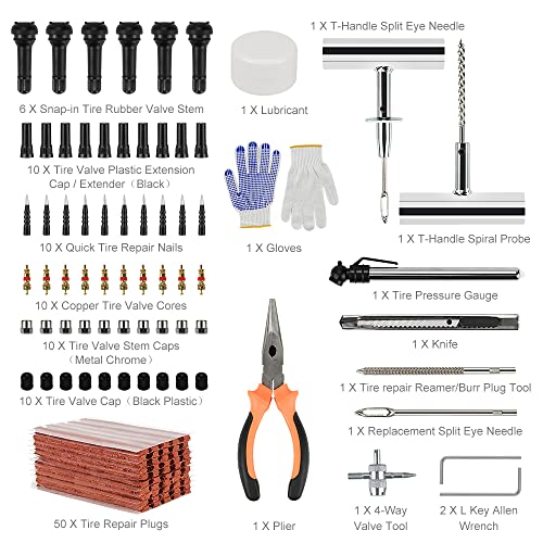 Tire Plug Kit, 120PCS Heavy Duty Tire Repair Kit with Tyre Valve Tool, Tubeless Tire Puncture Repair Kit Fix Punctures and Repair Flat Tire for Car, Truck, Motorcycle, ATV, Jeep, Tractor, Trailer - Image 3