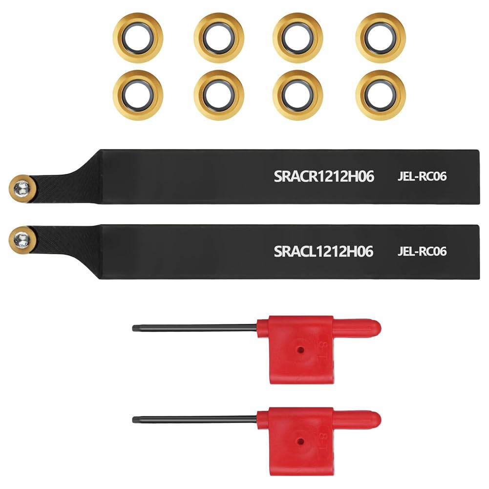 Portaherramientas de Torno SRACR/L1212H06 1/2 Pulgada, Torneado y Perfilado, 2 Herramientas, Inserto RCMT0602
