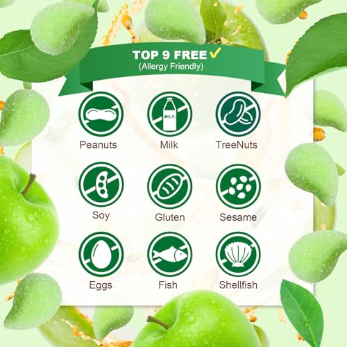 Image of Soft & Chewy Candies 7 Packs, Marshmallows Gummies Candy Bulk, Sweet & Sour Chews Candy Gummy Net 350g, Natural Dyes & Flavors, Major Allergy Friendly, Individually Wrapped Fruity Snack Packs (Apple)