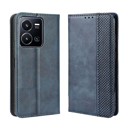 MOJIA Hülle Flip Case für VIVO Y35 / Y22 / Y22s, PU Dünne Magnetische Klapphülle Handyhülle Schutzhülle mit Kartenfach und Standfunktion. Blau Cover