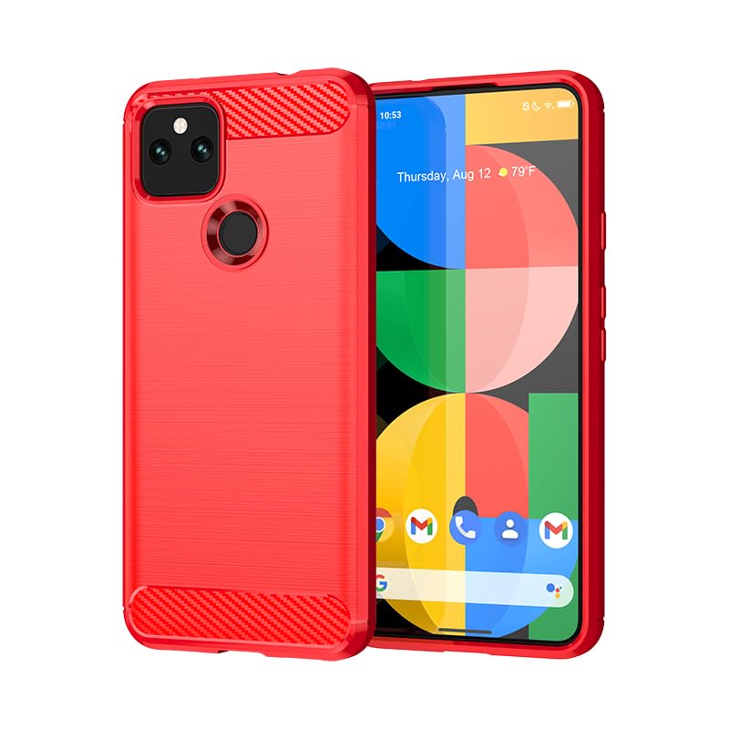 Compatible with Google Pixel 4a 5G Case,Compatible with Google Pixel 5 XL Full Protection Shockproof TPU Soft Shell Cell Phone Case Cover Red