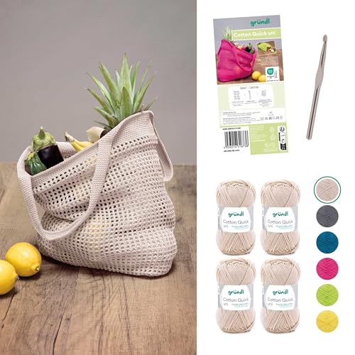 Gründl Wolle Cotton Quick uni - dünne Wolle zum Häkeln - Häkelgarn für...