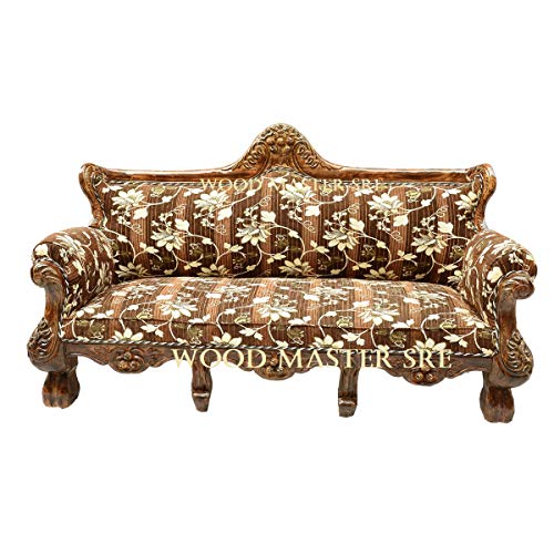 Image of Luxury Wooden Teakwwood Five Seater Sofa Set for Living Room (Honey Brown) Solid Wood Outdoor Chair 5 Seater Sofa | (27)