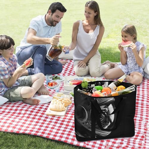 Cool Big Cat Astronaut Large Insulated Tote Bag for Grocery Shopping Reusable Tote Bags for Women Men, Cooler Bag with Zippered Top & Handles for Beach Picnic Travel3