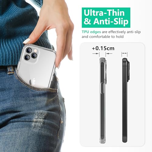 Image of ONES for iPhone 11 Pro Max Slim Case Clear, [PC + TPU Hybrid][Military-Grade Drop Protection][Anti-Yellowing], Shockproof Silicone Hard Cover, Transparent Case