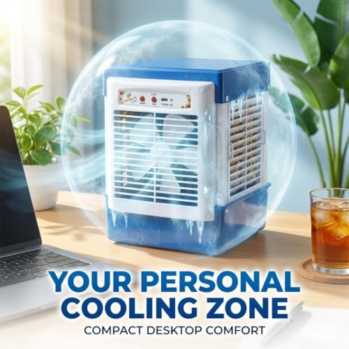 Image of Reliable CoolCube Mini Air Cooler with Type-C Fast Charging | Portable Personal Air Cooler Fan | Energy Efficient Desktop Cooling for Office, Bedroom, Study & Travel
