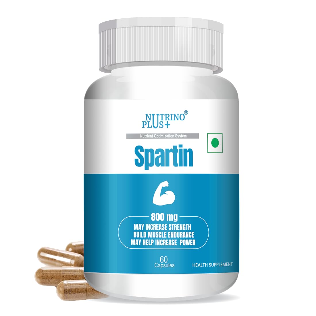 NutrinoPlus Spartin Testosterone Booster Supplement with Safed Musli, Ashwagandha & Moringa | Vitality & Stamina Support for Men | 60 Vegetarian Capsules | USA Formulated