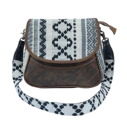 HOPOFLY Bolsa de ombro feminina Zwede – Bolsa de mão com tapete, couro e lona; sacola padrão em tons de azul e branco, bolsa transversal, para irmã, amiga ou mãe, Multicor