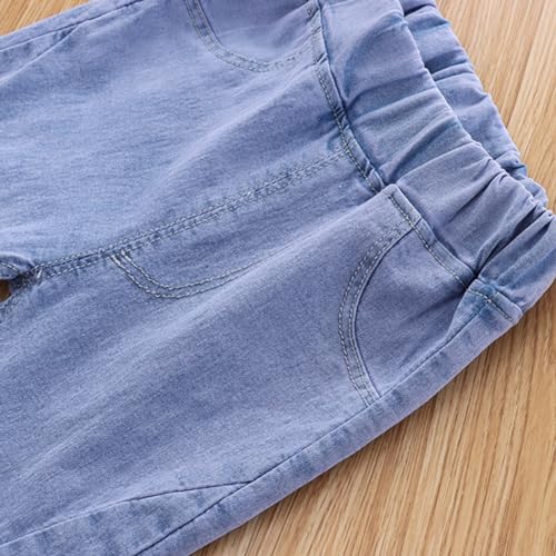 Baby Girls Ripped Denim Bell Bottom Jeans Hearts Embroidery Vintage Toddler Kid Flare Pants Jeans Hippie Pants 1-6 Y4