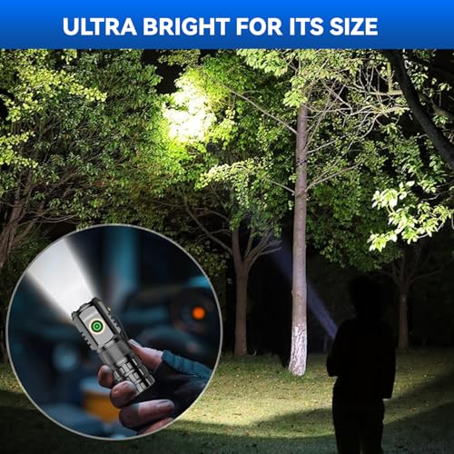 2-Pack XC06 Mini Flashlight Rechargeable,Pocket Flashlight with Magnet,Super Bright Small Compact Flashlight,5 Modes EDC Flashlight for Camping,Emergency.
