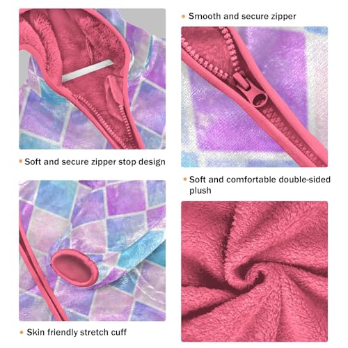 OTVEE Colorful Rhombus Purple Blue Kids Hoodie Jacket Fall Spring Full Zip Warm Outwear Coat3