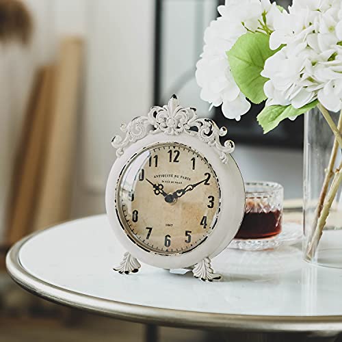 Reloj de mesa vintage Nikky Home con acabados envejecidos de alta calidad decorativa 4
