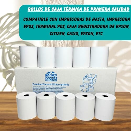 Miniatura 4 de Double Dragon, Rollo De Papel Térmico Premium De 80 X 80 Mm Para Impresora Epos, Terminal Pos, Caja Registradora Paquete De 20