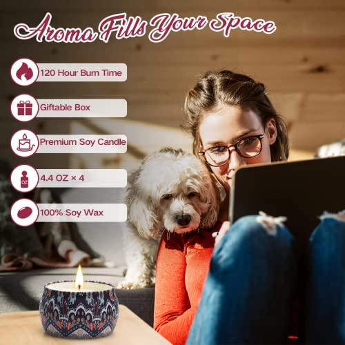 Scented Candles Gifts for Women, 4.4 oz/125g Large Aromatherapy Candles, Love Scented Candles Gift Set, Portable Travel Tin Candle, 4 Pack, Natural Soy Wax, Gift on Anniversary, Christmas, Birthday - Image 5