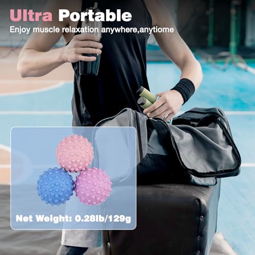 Image of WOVTE Massage Lacrosse Ball Set for Sore Muscles, Shoulders, Neck, Back, Foot, Body, Deep Tissue, Trigger Point, Muscle Knots, Yoga and Myofascial Release