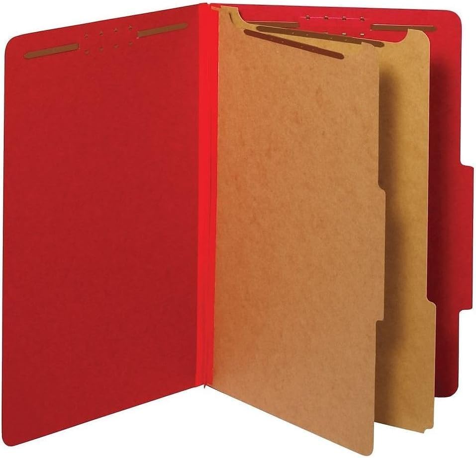 Pendaflex Classification Folders, Standard, 2 Dividers, Embedded Fasteners, 2/5 Cut Tab, Bright Red, Legal Size, 10/BX (29031P) image 3