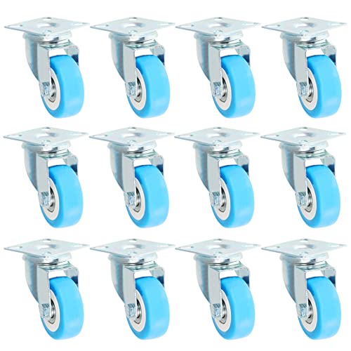 Kimllier KM-1395315-260699-LR 12Pcs 2 Inch Heavy Duty Polyvinyl Chloride Swivel Caster Wheels Base Top Plate Double Ball Bearing Without Brake cover