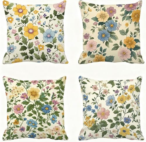Housse coussin 60x60 super doux protege oreiller fleur lot de 4 - 2