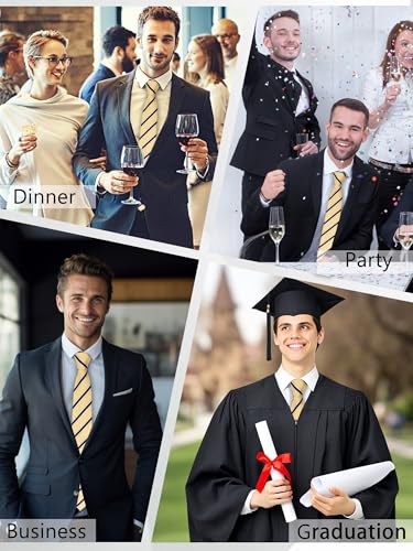 Image of Luckyvestir Striped Ties for Men Classic 3.15 inch Men's Tie Formal Neckties for Business Graduation Dinner Wedding