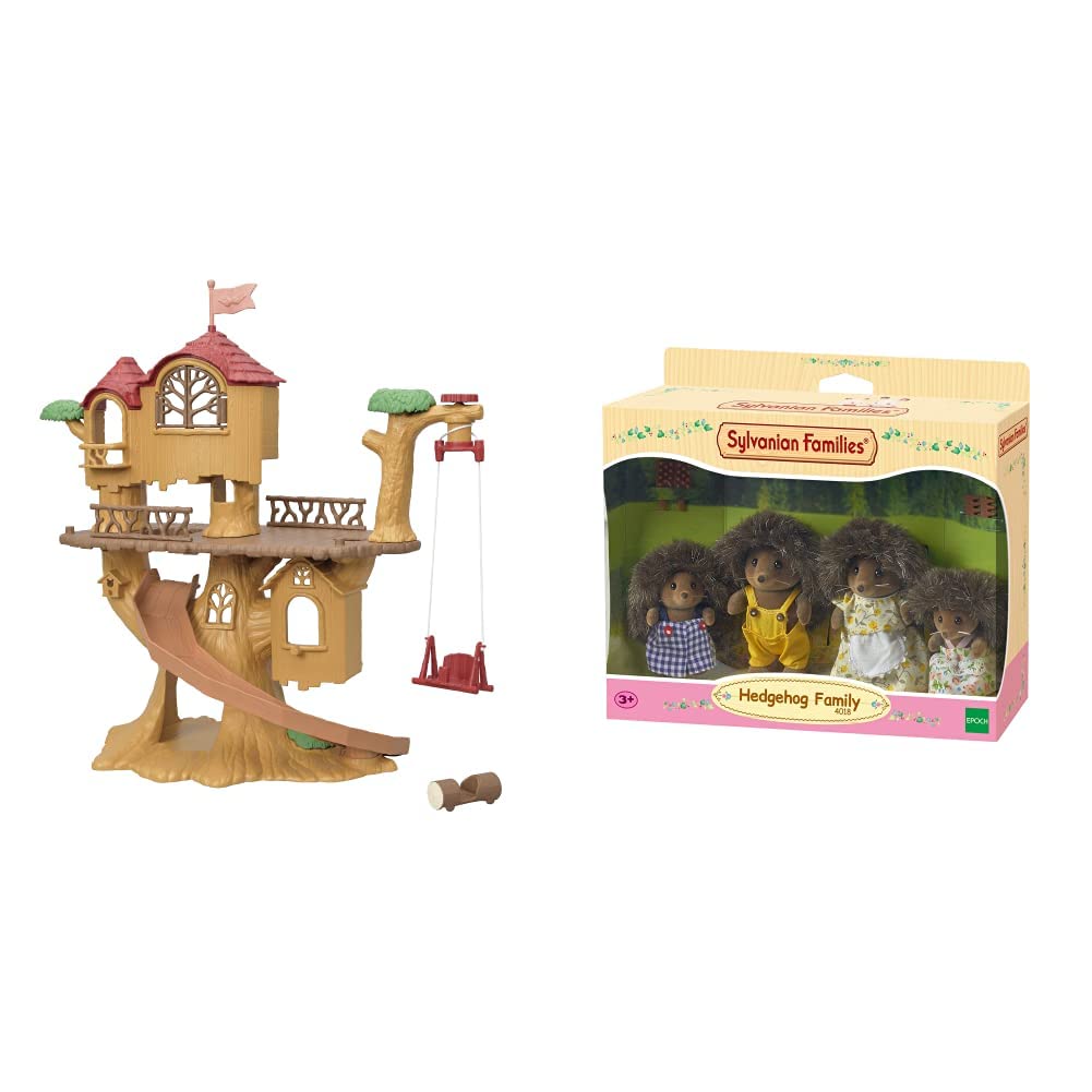 Sylvanian Families5494 Adventure Tree House Playset, Multi Color & Hedgehog Family