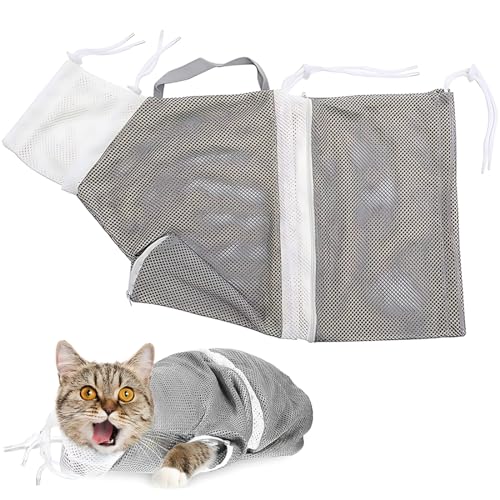 4 Protezioni Zampe Per Gatti E Cani Piccoli - Reggibili, In Rete, Per Taglio Unghie (Grigio) - Foto 6
