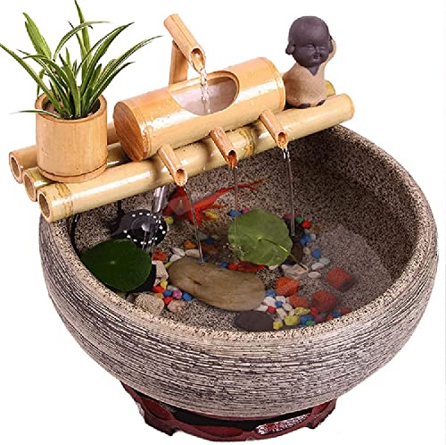 OTQEFTN Garden Fountain Water Features for Garden Zen Garden Water Features Outdoor Bamboo Fountain is Suitable for Living Room Garden Pond Decor Fountain Waterscape Decor Desktop Fountain
