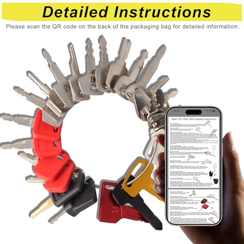 Image of Multi Type Heavy Equipment Key Set, 26 Excavator Dozer Skid Steer Loader Forklift Roller Keys Fit CAT Caterpillar Bobcat JD Case JLG JCB Volvo Hyster Ford Holland Yanmar Kubota Komatsu Toyota Hitachi