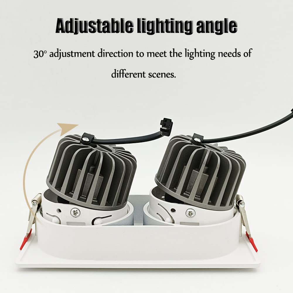 Focos LED Cuadrados empotrables, lámpara de Techo LED COB de Doble Cabezal, CA 90-260 V, focos LED s, iluminación Interior, focos empotrables de Aluminio, Luces de Rejilla cuadradas.