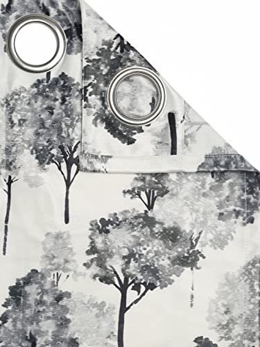 Image of Swayam 90% Blackout Polyester Window Curtain for Living Room & Bedroom | 5 Feet | Room Darkening Curtain with Eyelets | Pack of 1 | Tree Design - White