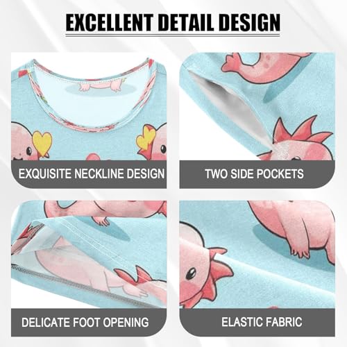 Pajama Sets Short Sleeve Cute Axolotl Love Pattern Soft Cotton Summer Sleepwear 2 Piece PJS Size 5-14T3