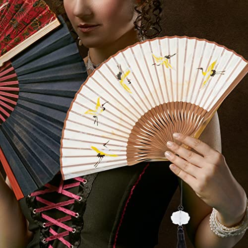 Leque de mão de seda dobrável, leque chinês de mão, leque japonês de tecido para festivais de dança