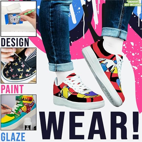 Image of Sneaker & Leather Paint Kit | 12 Acrylic Colors for Shoes with 1 Preparer, 1 Gloss Finish & 5 Brushes | Waterproof Flexible Color for Jackets, Bags, DIY Restoration & Custom Art (Acrylic Leather Paint Colour Set)