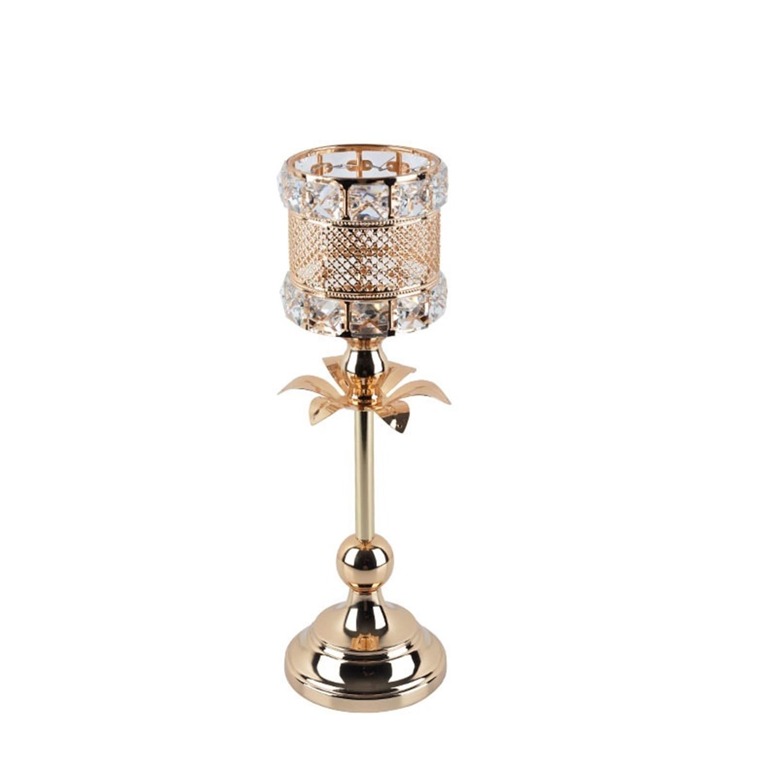 Classic Metal Candle Holders Vintage Golden Candlestick Home Decoration For Wedding Candelabra Crystal Holder(M)