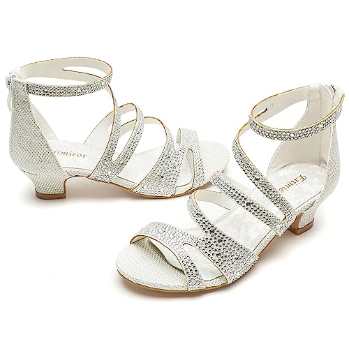 Girls High Heels Glittle Wedding Party Dress Shoes Flower Girl Pump Sandals for Toddler Little Big Kid4