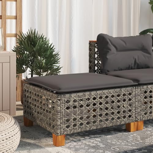 Mueble de jardín LoogCape: taburete de polirratán gris con cojín para decorar el balcón