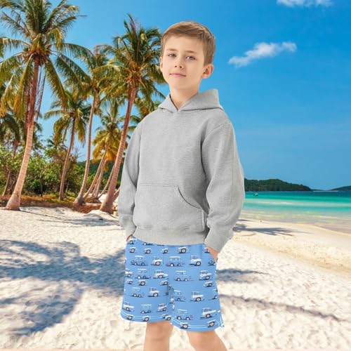 Boys Athletic Shorts with Pockets Blue Car Running Basketball Shorts for Youth Elastic Waist Size 7-84